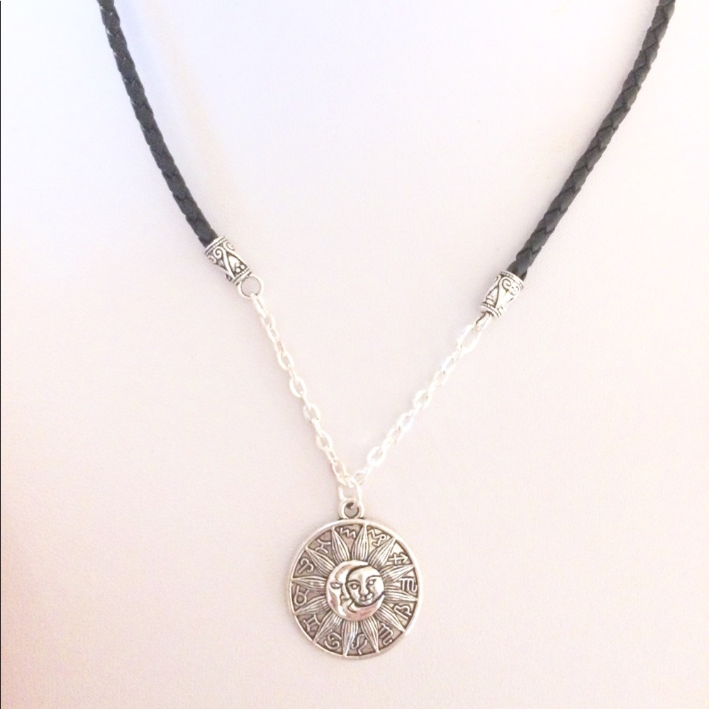 Zodiac leather necklace